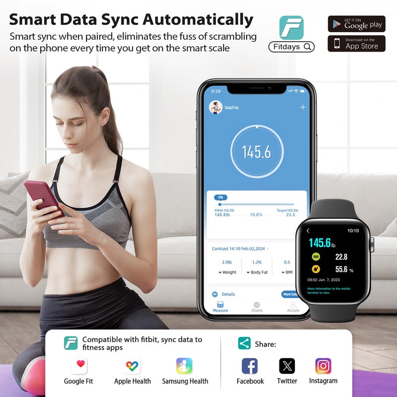 Ablegrid Smart Bathroom Scale for Body Weight, Digital Body Fat Scale with LED Column Trend Display, BMI,Muscle Mass,Body Type, Accurate Home Weighing Scale for People with APP-Free Mode, 400lb - Image 5